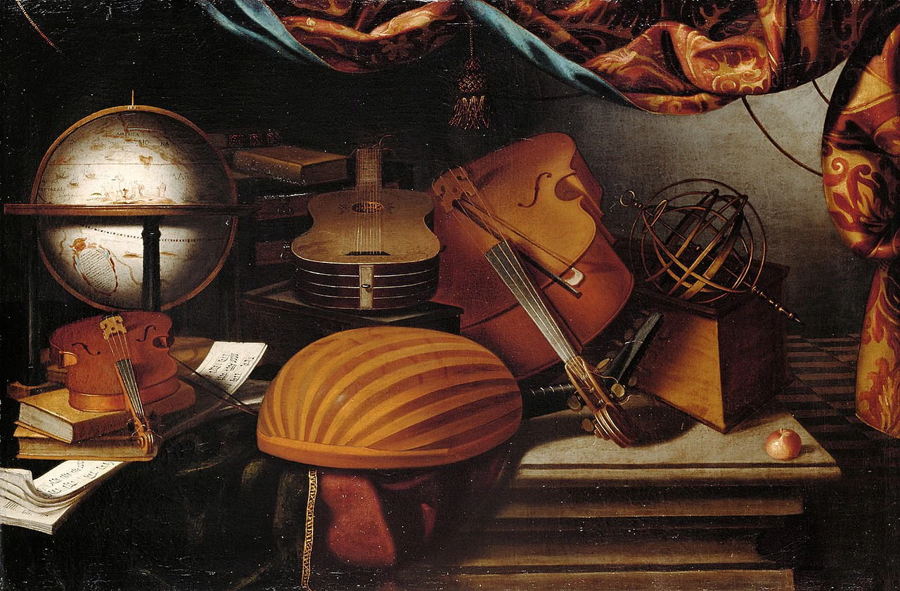 Natura morta con strumenti musicali, terracqueo e sfera armillare - Kunsthistorisches Museum Vienna